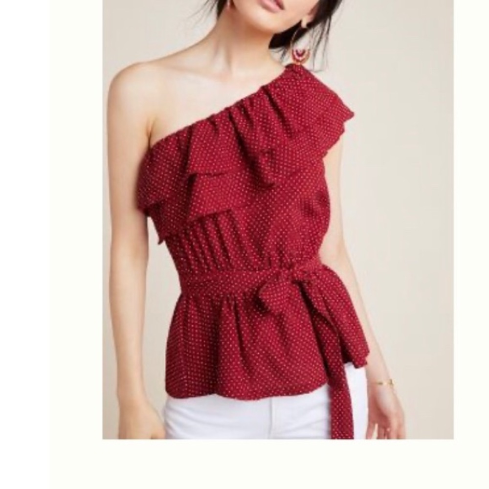 Anthropologie Maeve One Shoulder pokadot top